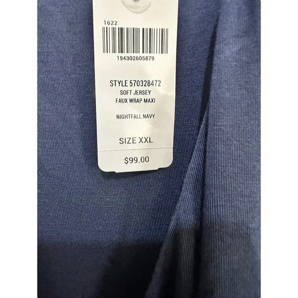 NWT Soma Weekend Nightfall Navy Soft Jersey Faux Wrap Maxi Dress Size XXL - Picture 4 of 6